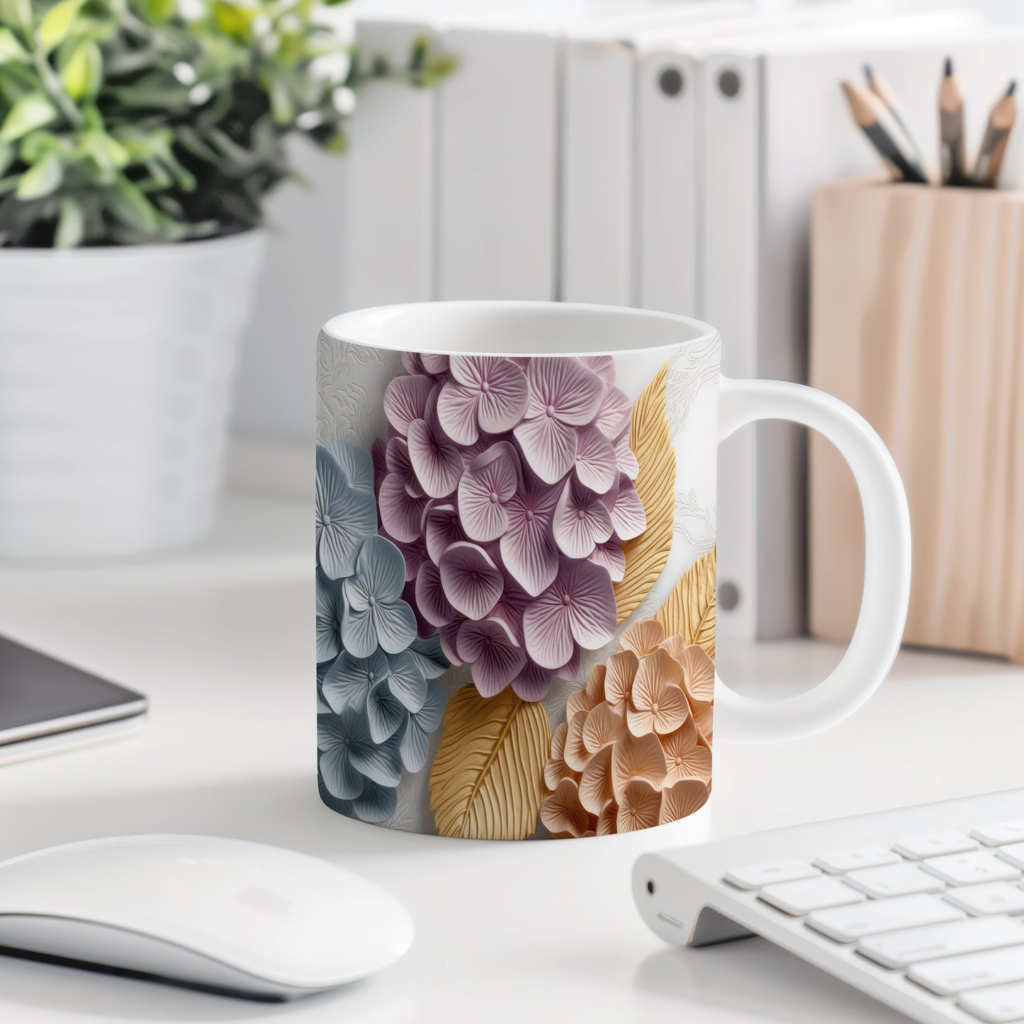 Hrnek s květinovým designem – 3D efektem