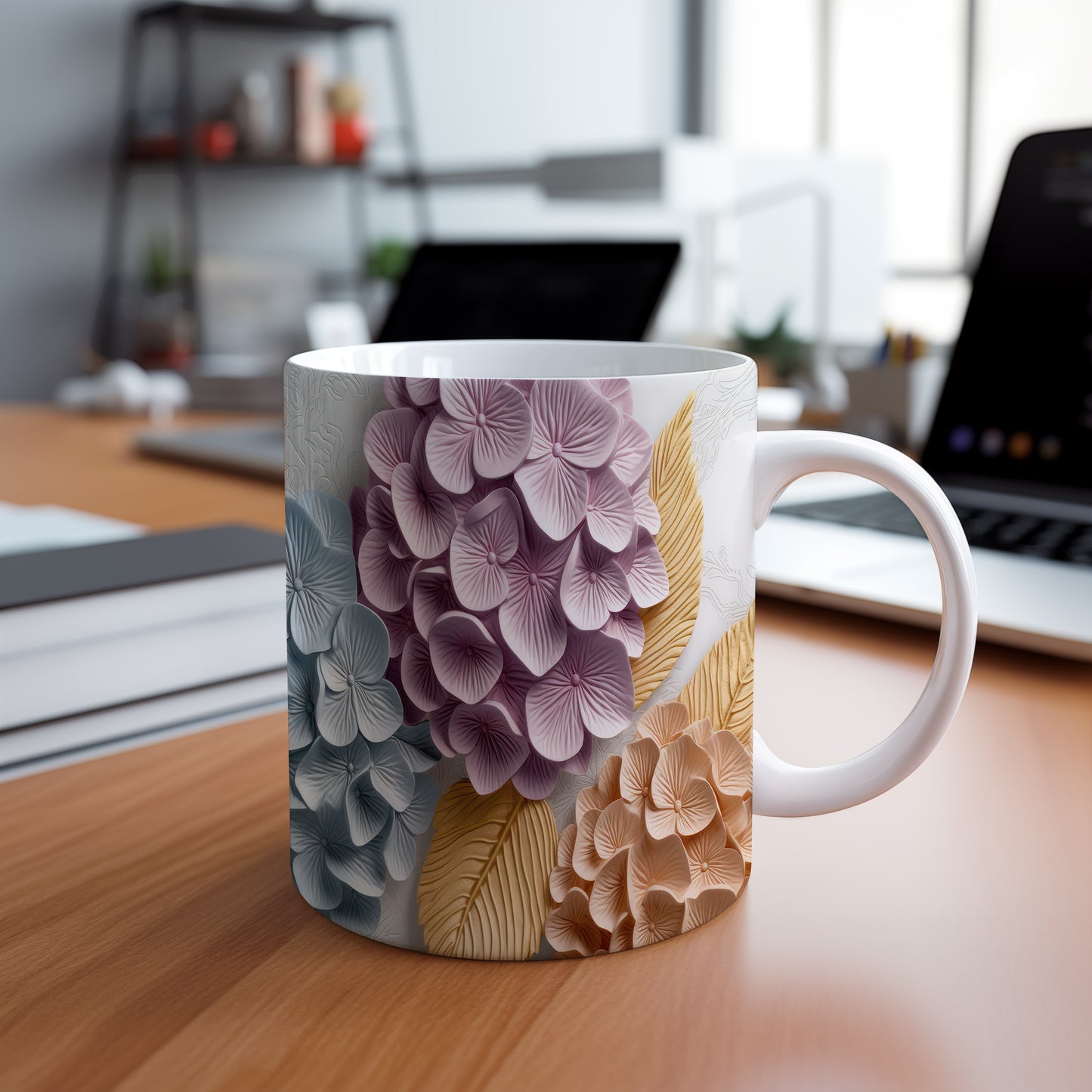 Hrnek s květinovým designem – 3D efektem