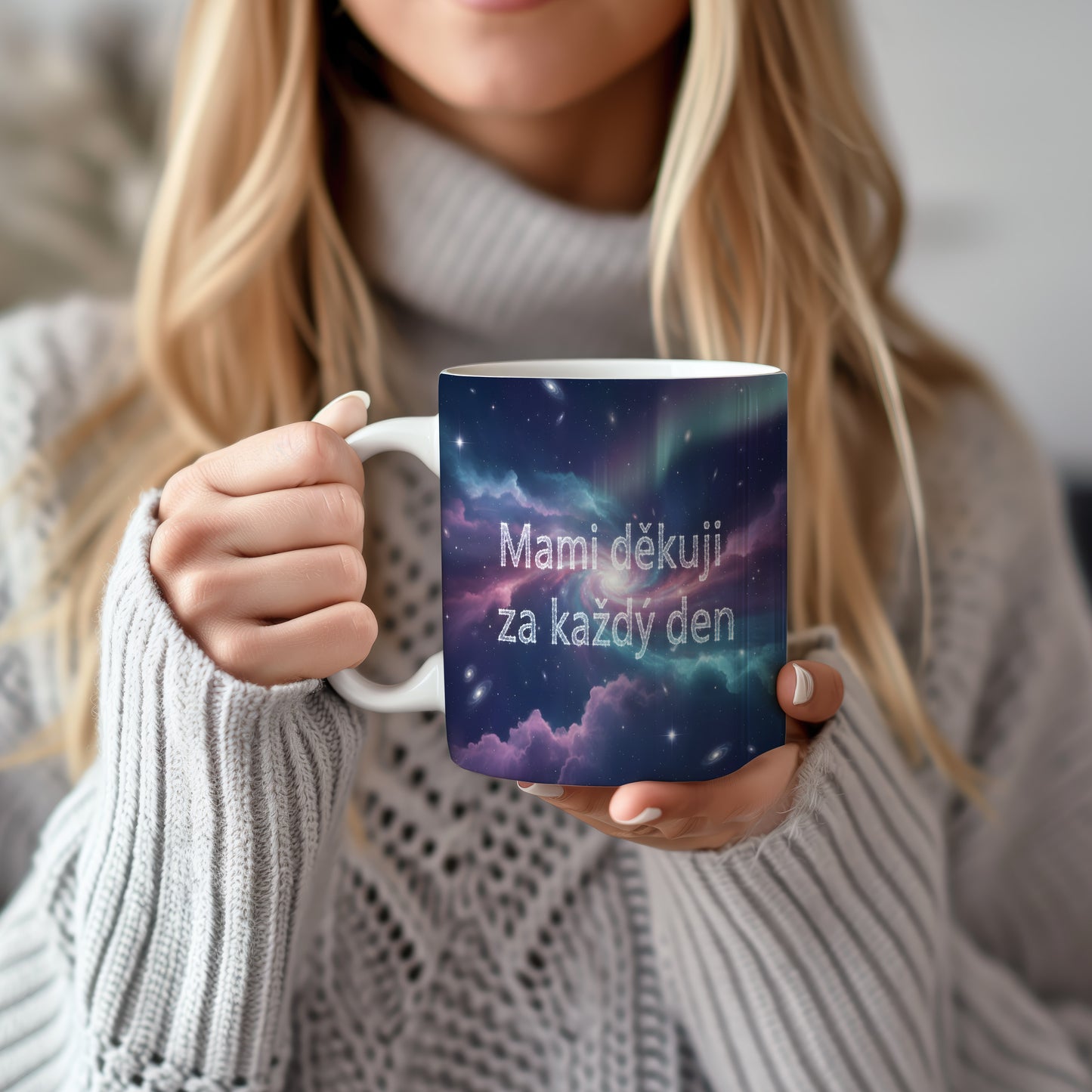 Hrnek Mami děkuji za každý den – snová galaxie plná hvězd – varianta 22