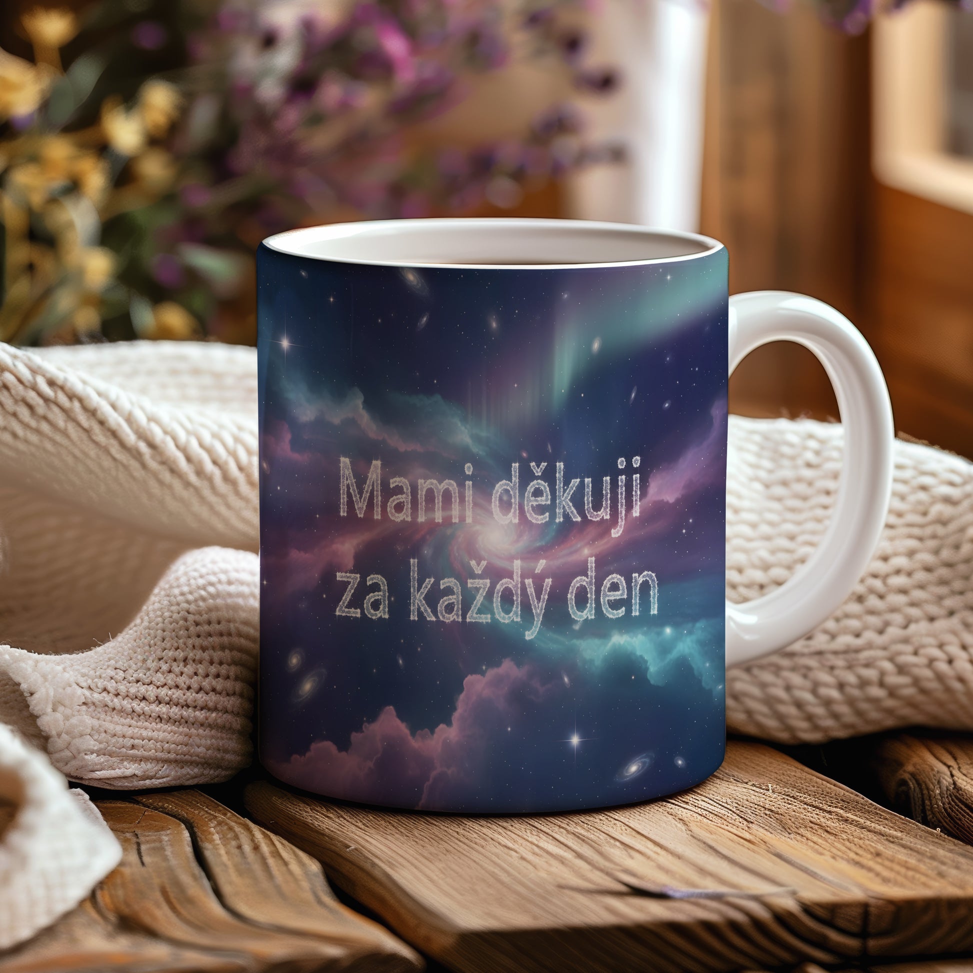 Hrnek Mami děkuji za každý den – snová galaxie plná hvězd – varianta 44