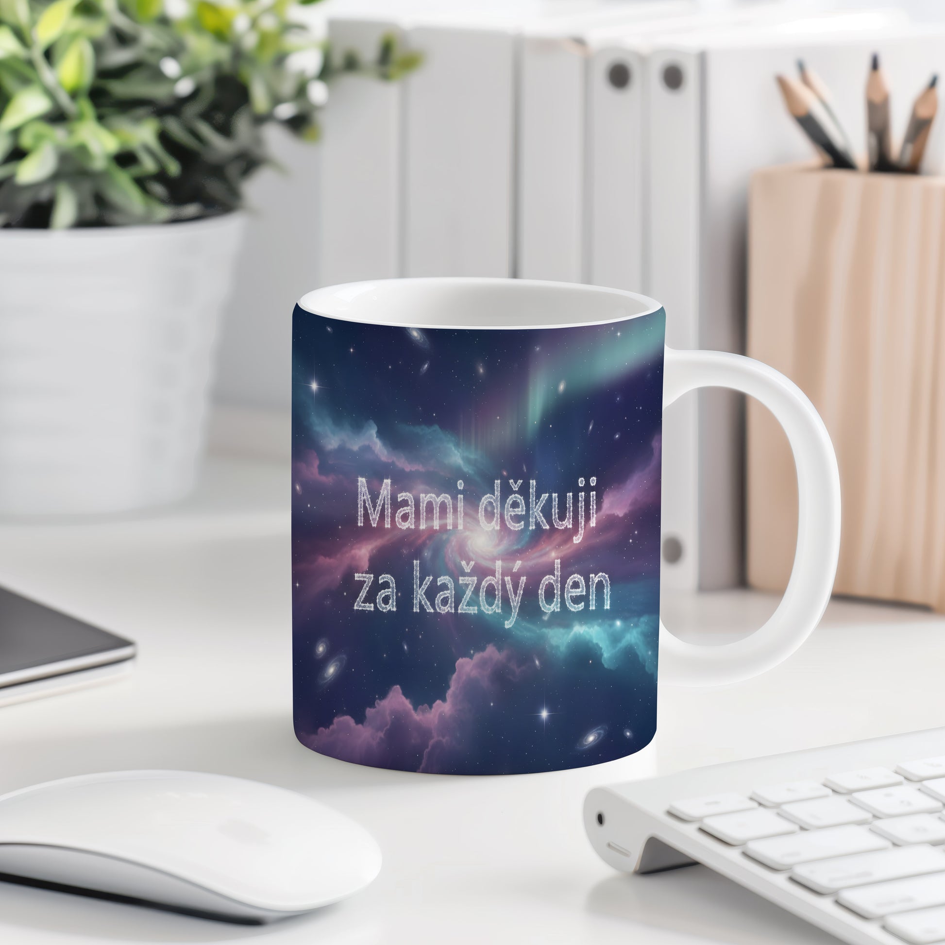 Hrnek Mami děkuji za každý den – snová galaxie plná hvězd – varianta 77