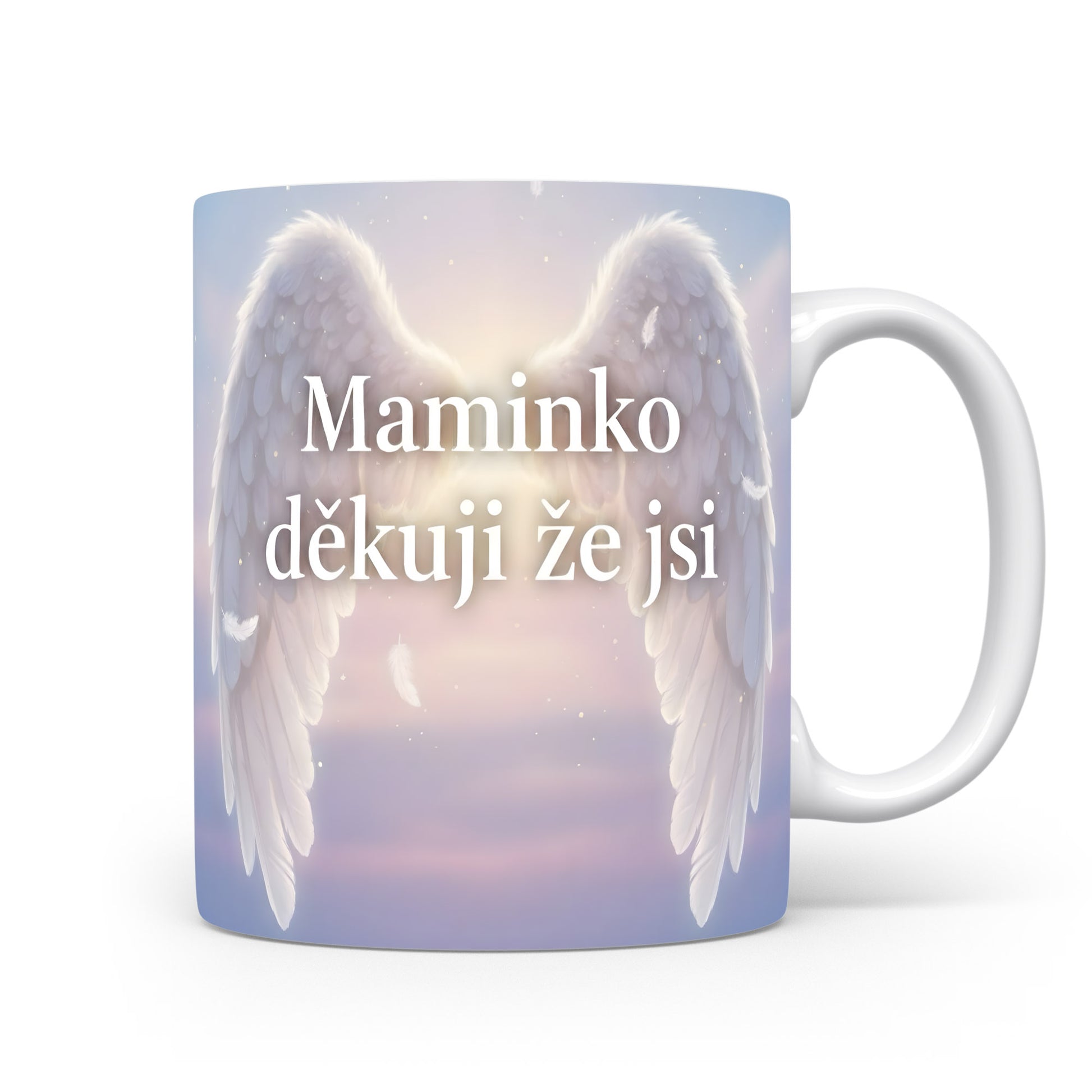Hrnek Maminko děkuji že jsi – andělská křídla v pastelových barvách – varianta 11