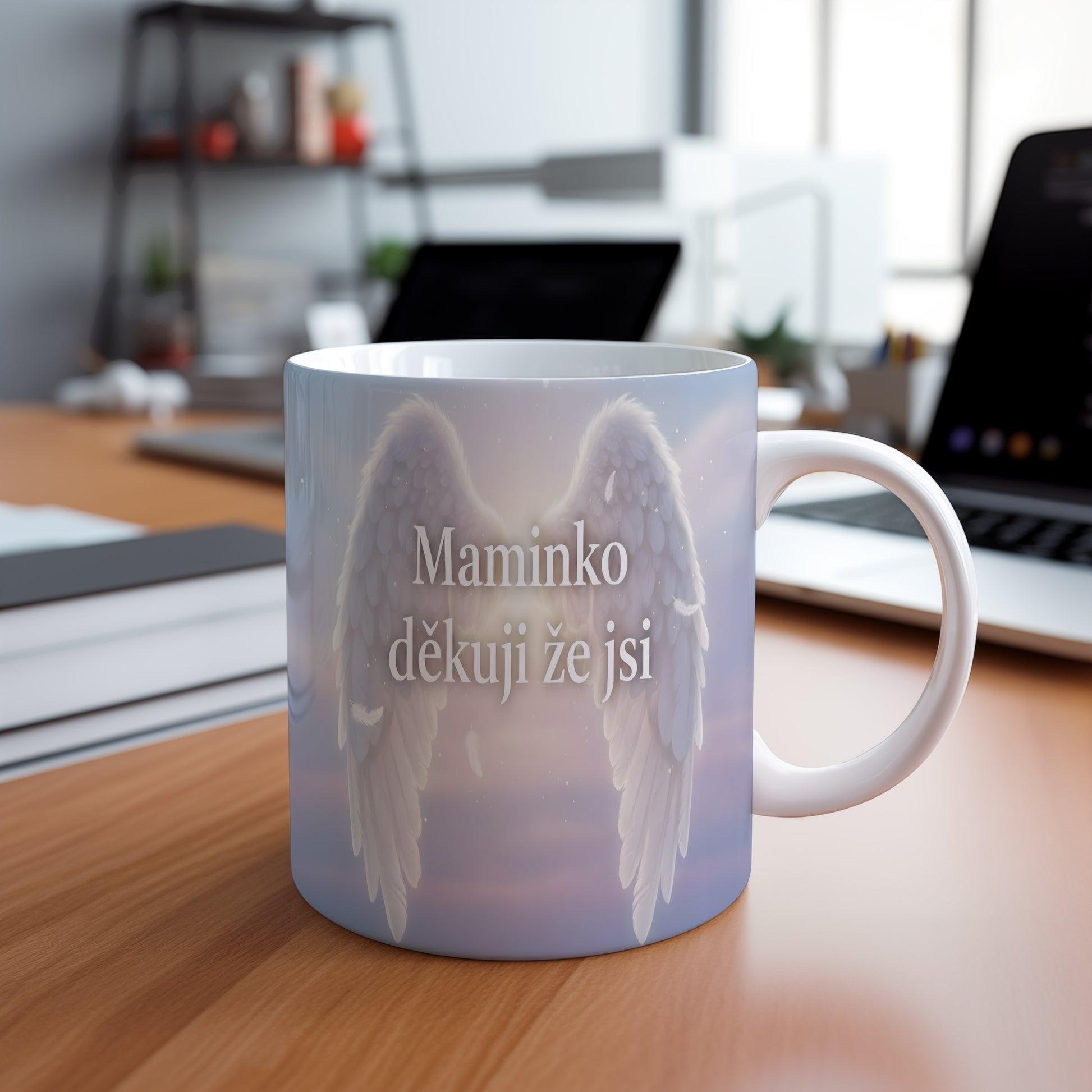 Hrnek Maminko děkuji že jsi – andělská křídla v pastelových barvách – varianta 88