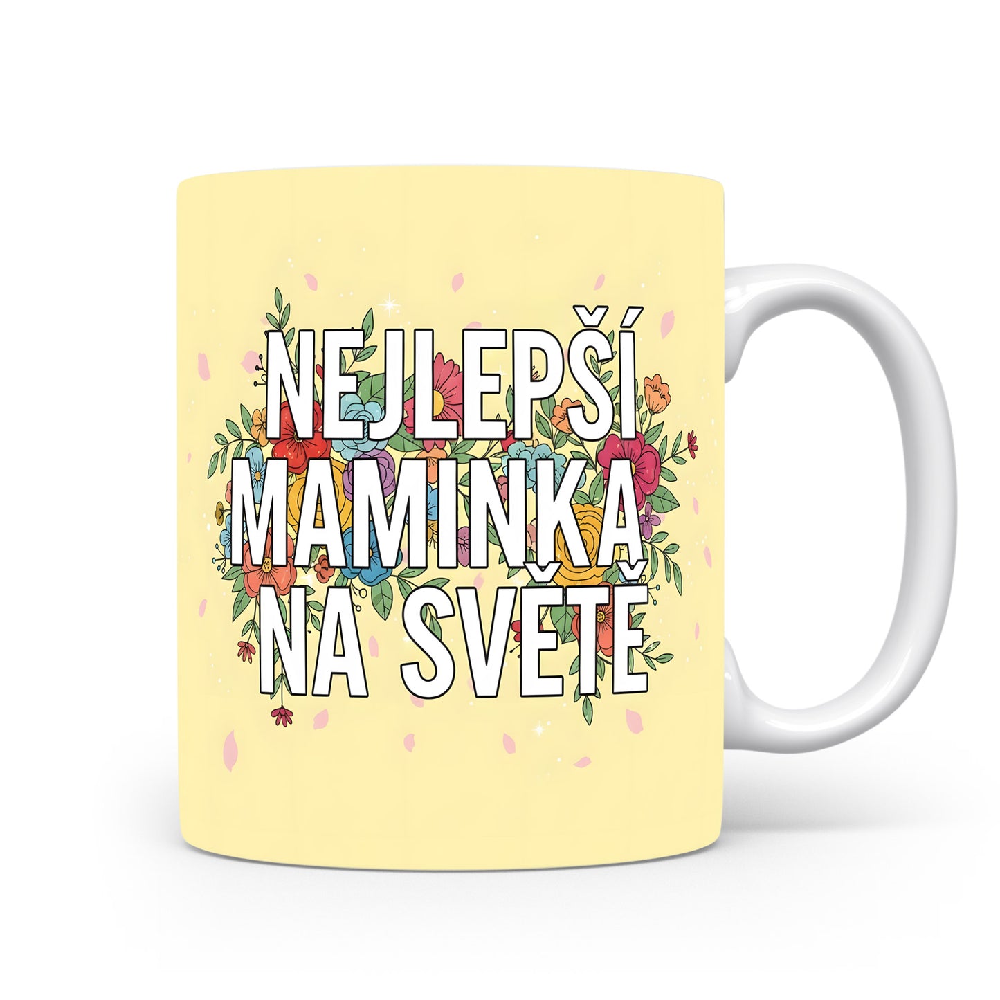 Hrnek Nejlepší maminka na světě – květinová symfonie na pastelovém pozadí – varianta 11