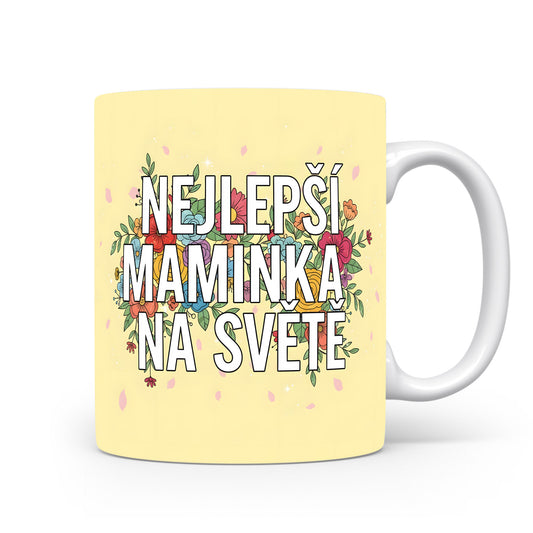Hrnek Nejlepší maminka na světě – květinová symfonie na pastelovém pozadí – varianta 11