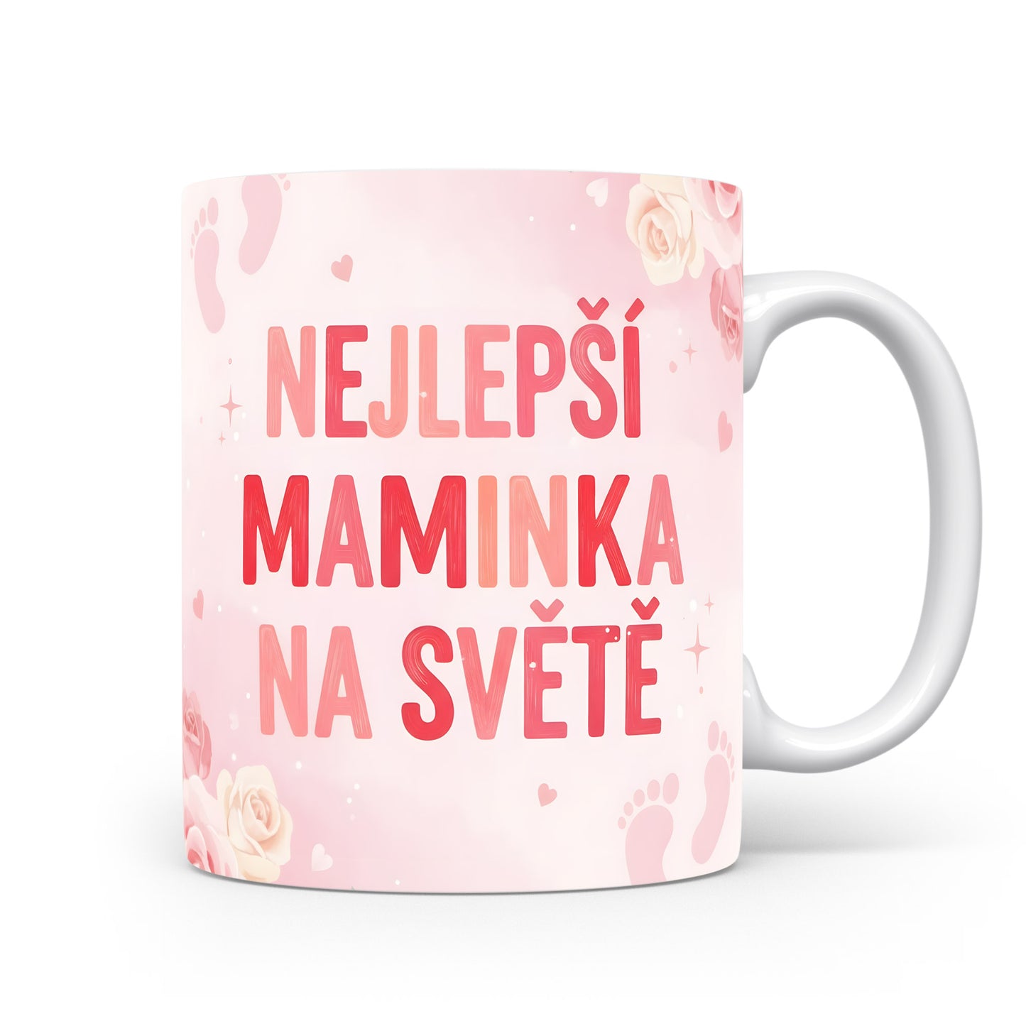 Hrnek Nejlepší maminka na světě – růžové růže a jemná srdíčka – varianta 11
