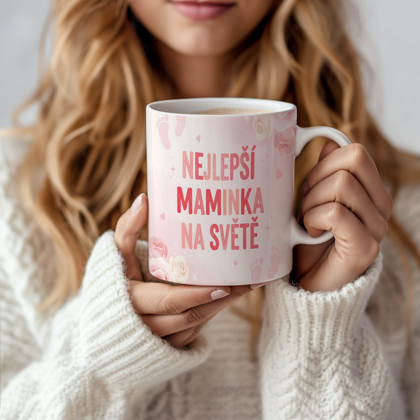 Hrnek Nejlepší maminka na světě – růžové růže a jemná srdíčka – varianta 66