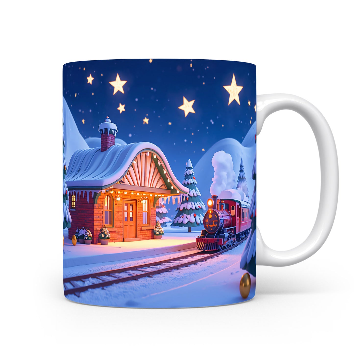 Vánoční hrnek s vlakem.