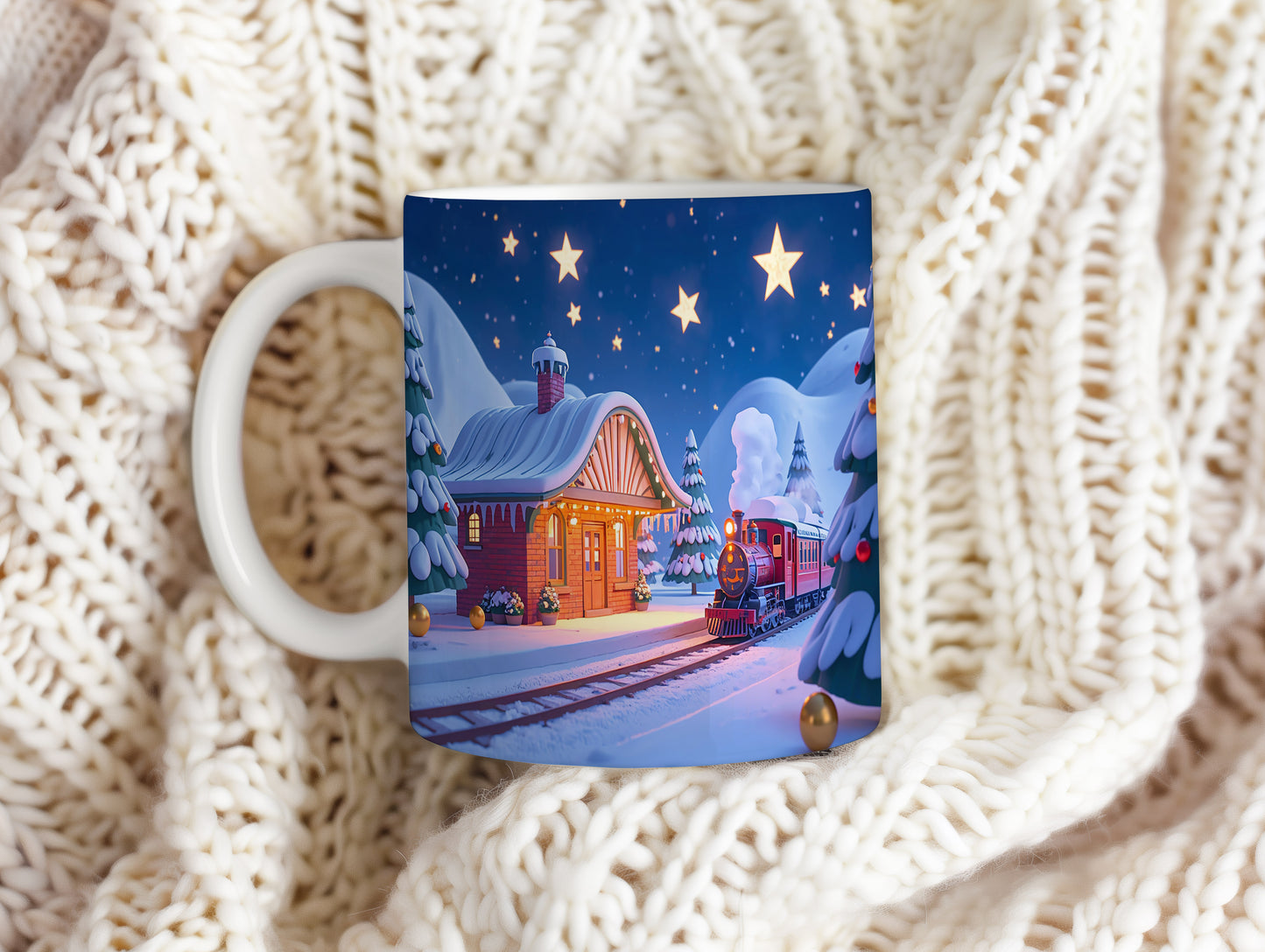 Hrnek s vánočním motivem – vánoční vlak