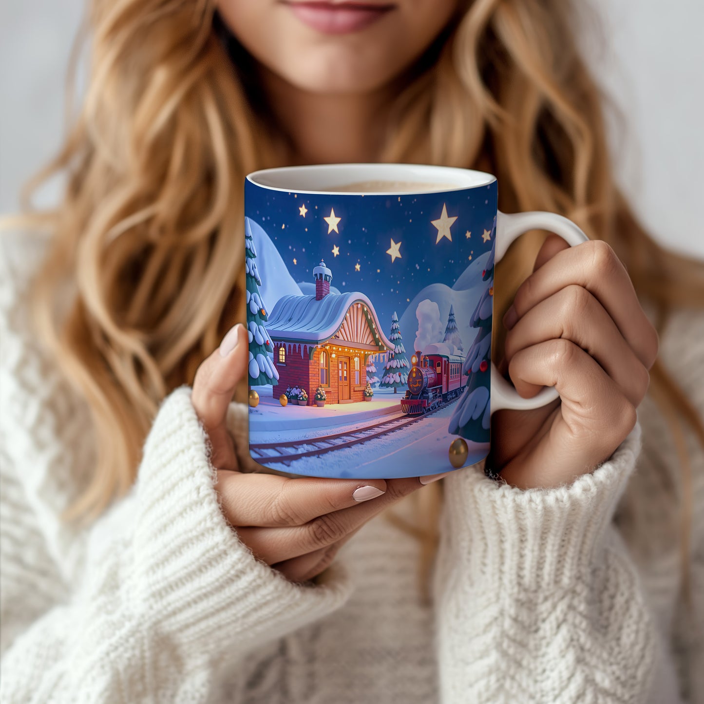 Hrnek s vánočním motivem – vánoční vlak