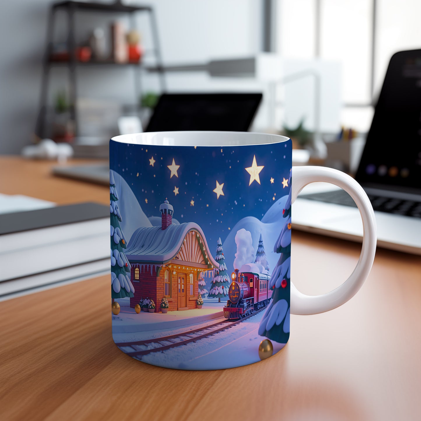 Hrnek s vánočním motivem – vánoční vlak