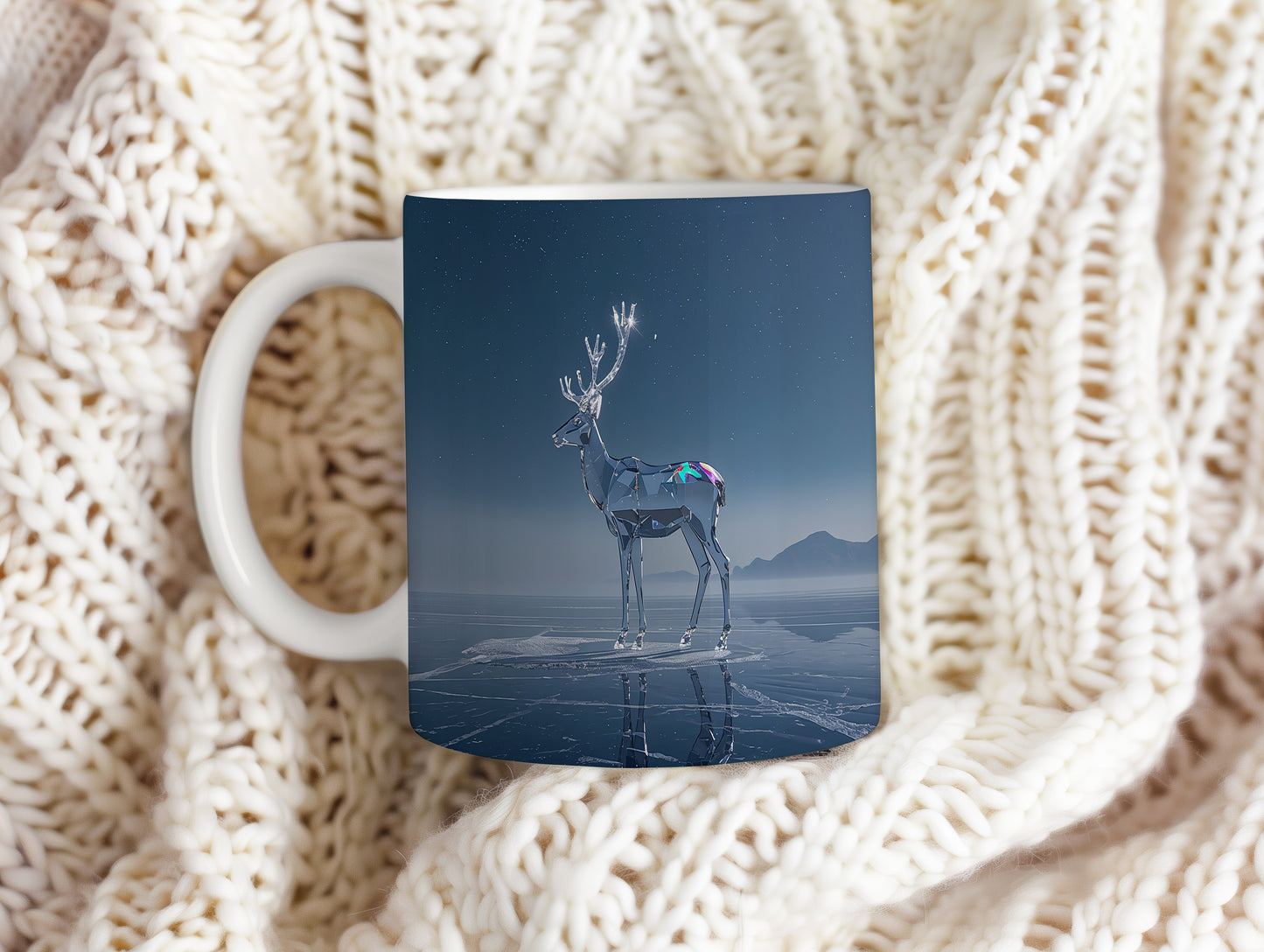 Hrnek s vánočním motivem – skleněný sob na ledu