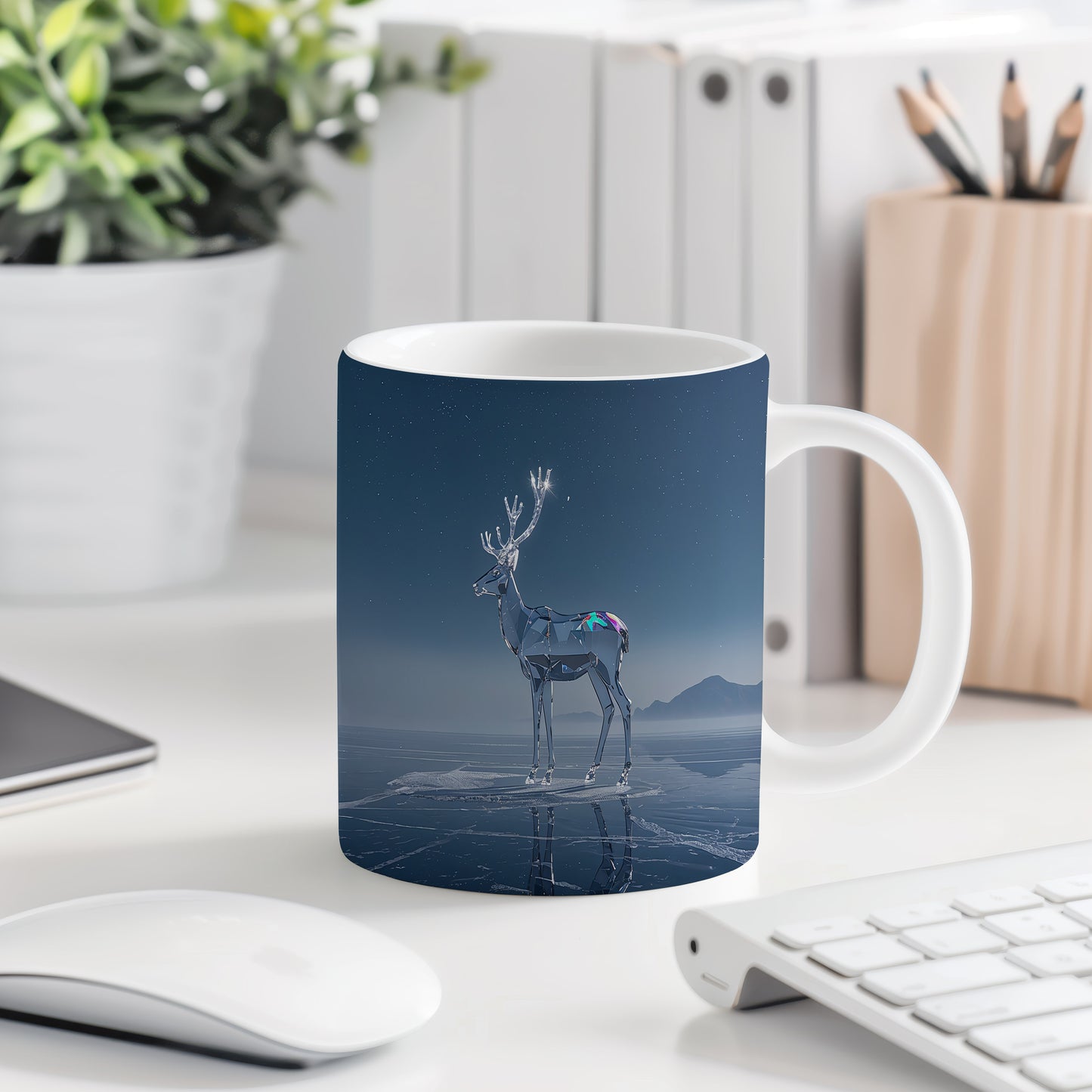 Hrnek s vánočním motivem – skleněný sob na ledu