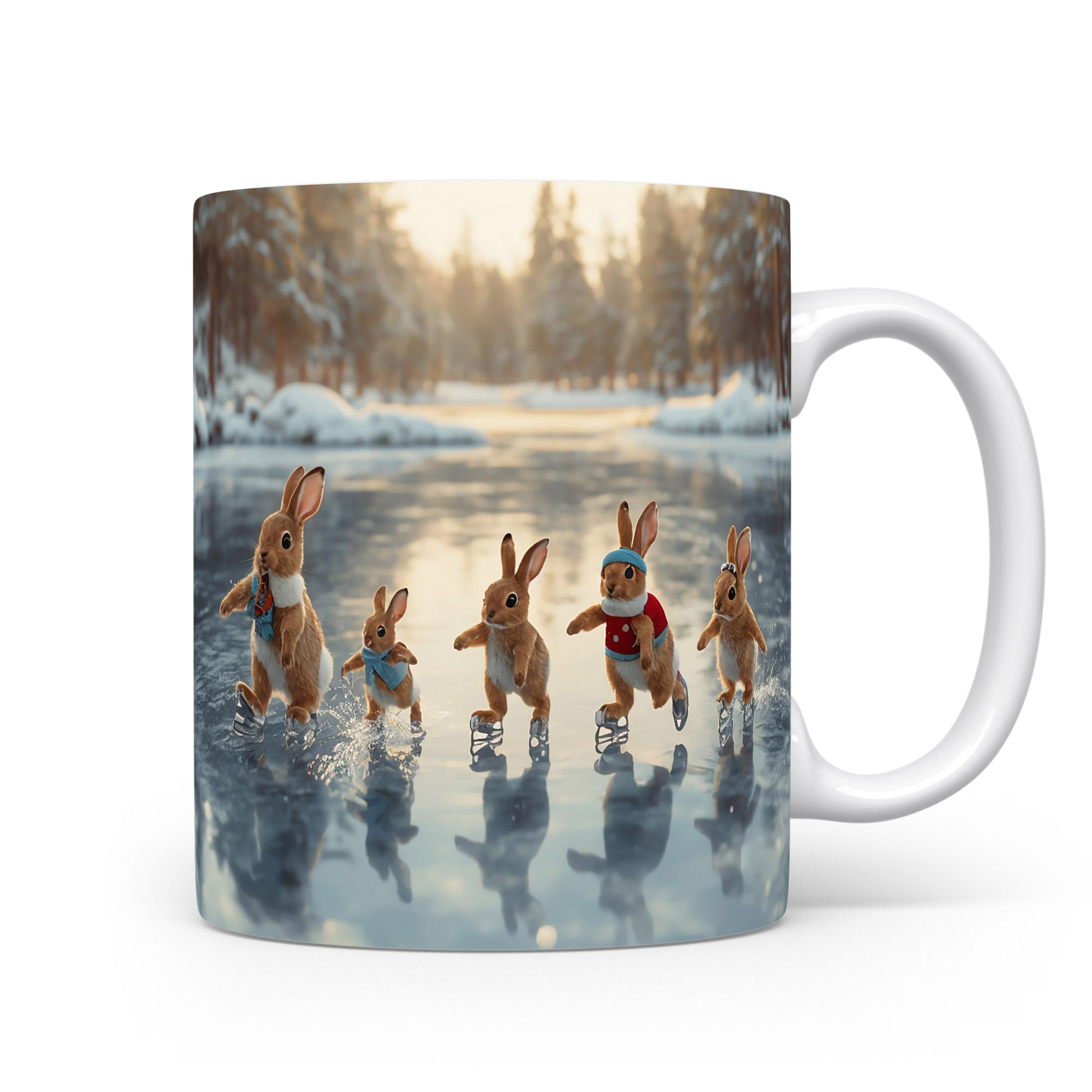 Králíčci bruslí na ledě.