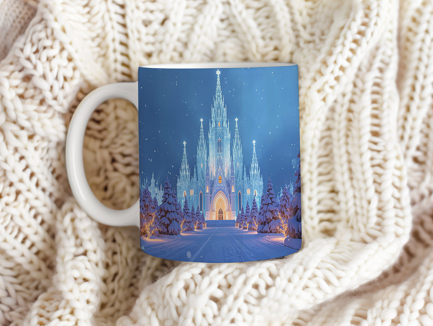 Hrnek s vánočním motivem – ledový chrám