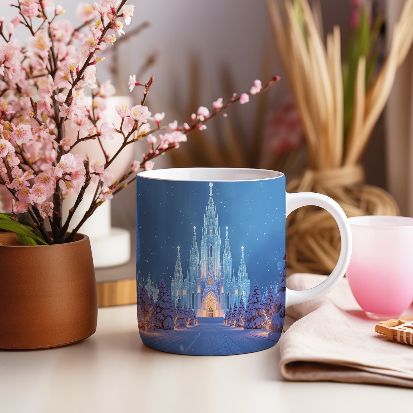 Hrnek s vánočním motivem – ledový chrám