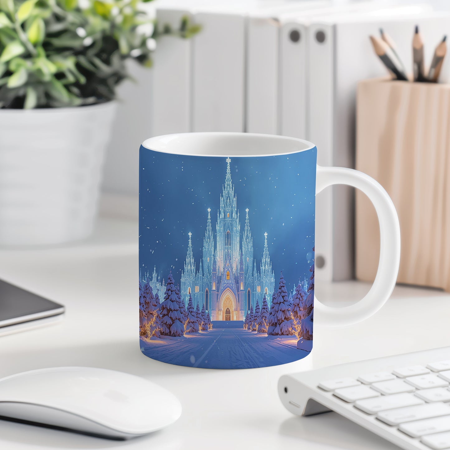 Hrnek s vánočním motivem – ledový chrám