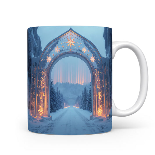 Hrnek se svítícím obloukem.