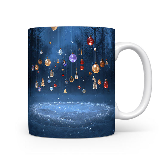 Hrnek s vánočními ozdobami.