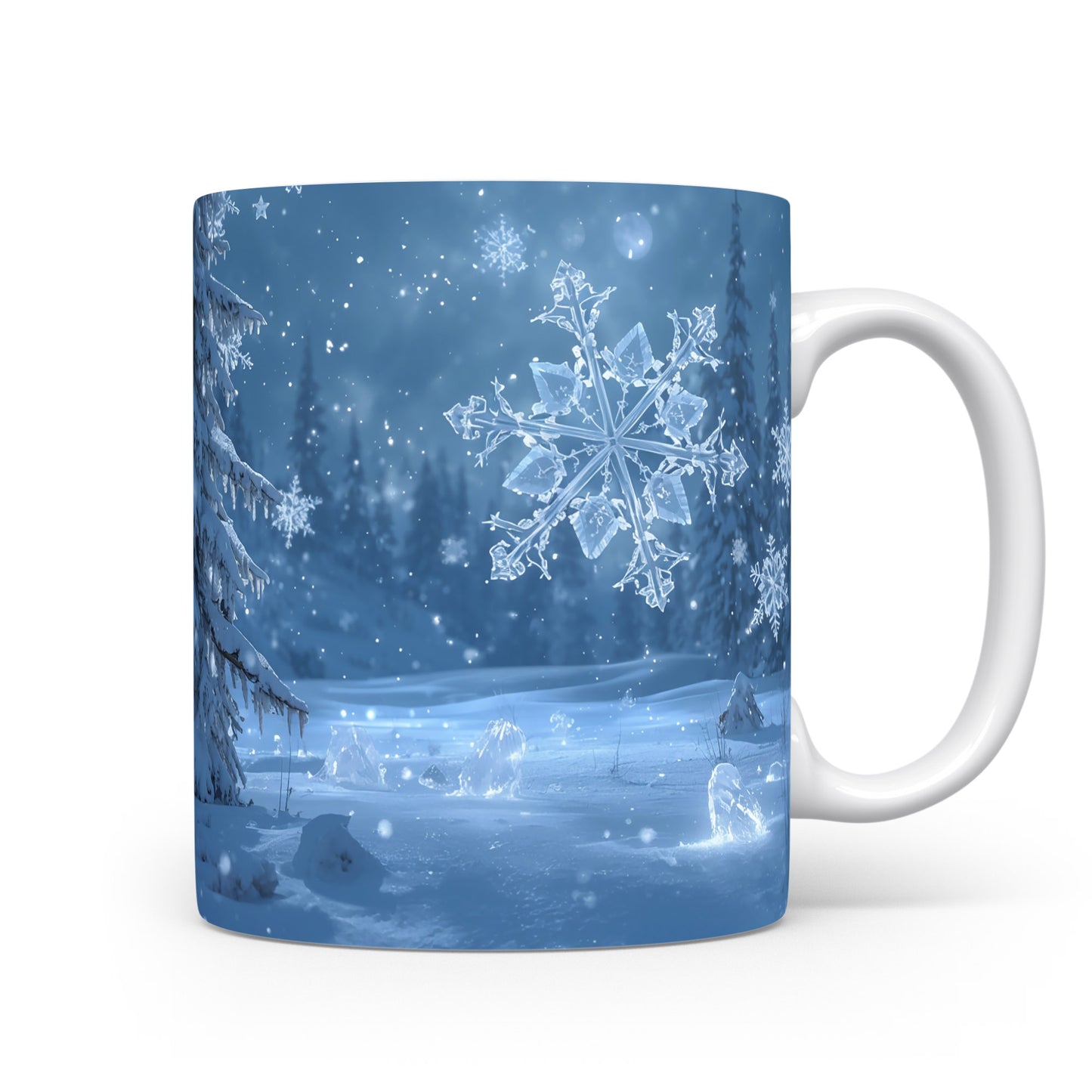 Hrnek s ledovými vločkami.