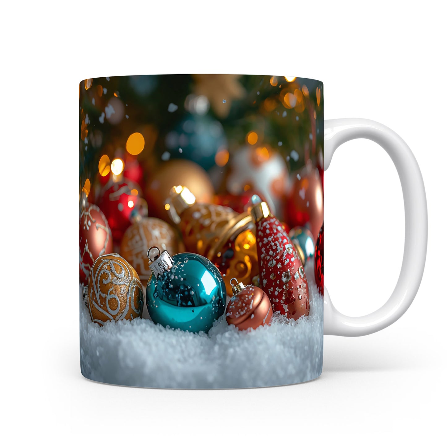 Hrnek s vánočními ozdobami.