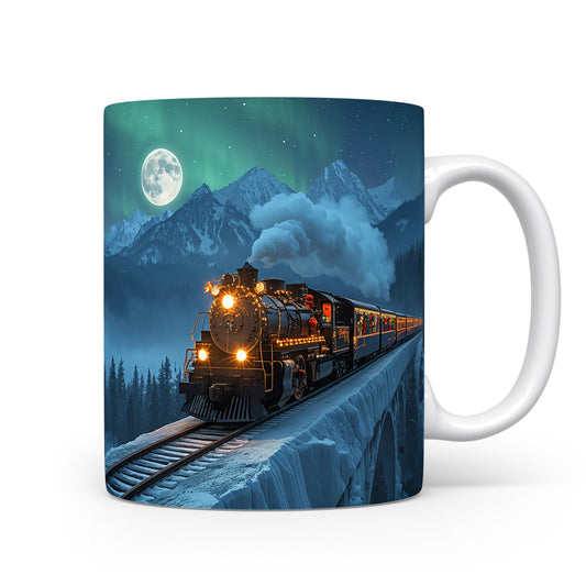 Vánoční hrnek s vlakem.