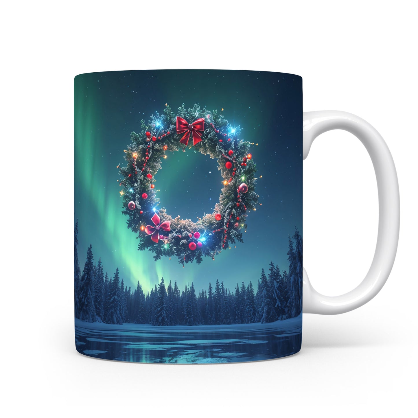 Hrnek s vánočním věncem.