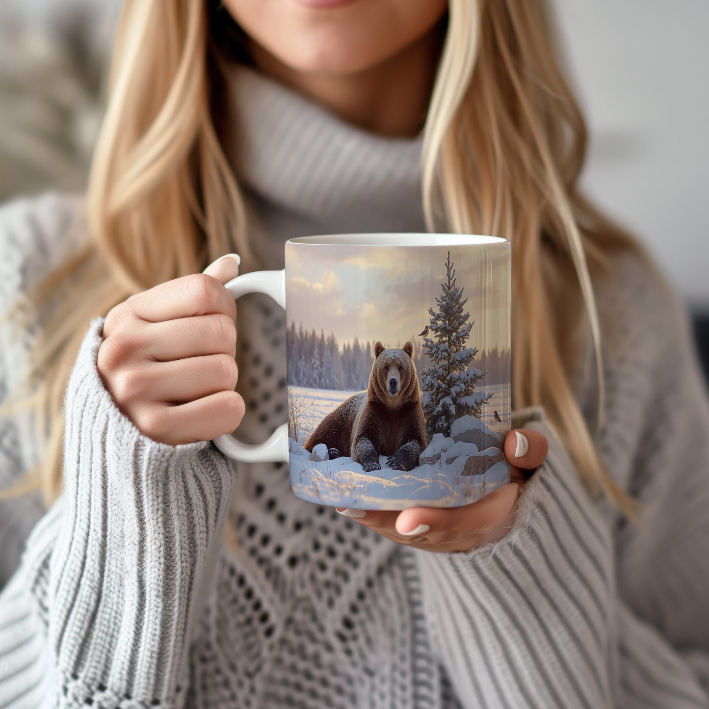 Hrnek s vánočním motivem – medvěd ve sněhu