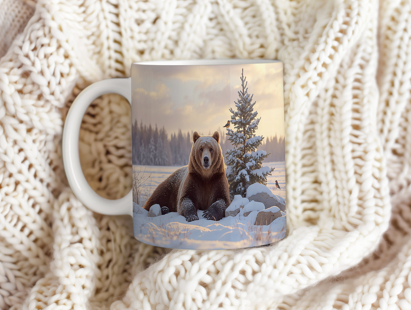 Hrnek s vánočním motivem – medvěd ve sněhu