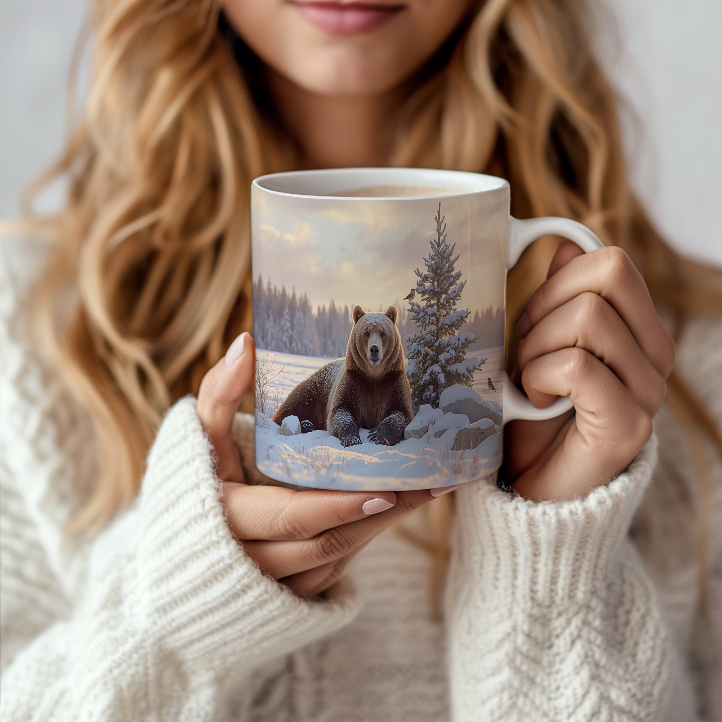 Hrnek s vánočním motivem – medvěd ve sněhu