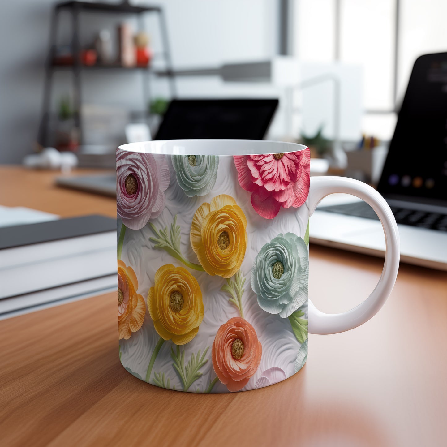 Hrnek s barevnými květy – výrazným designem