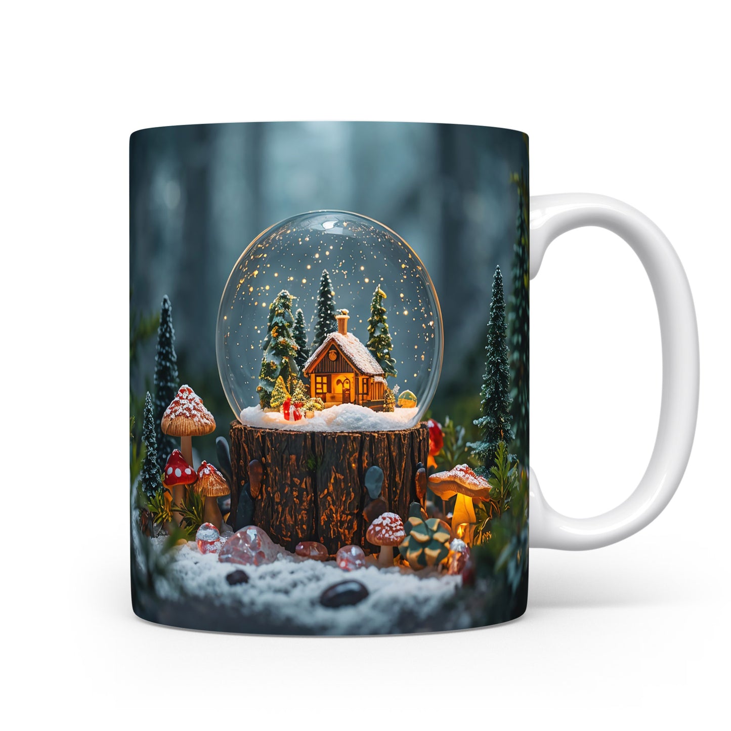 Hrnek s chaloupkou v kouli.