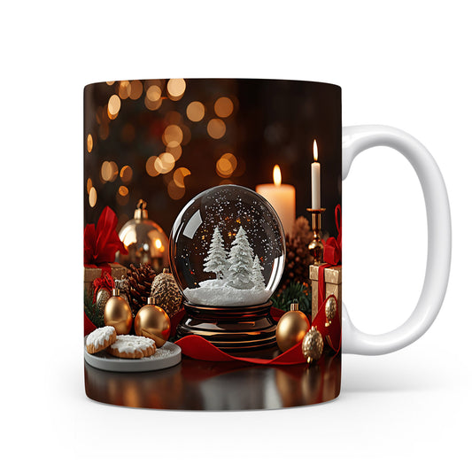 Vánoční hrnek s kouzelnou sněhovou koulí.