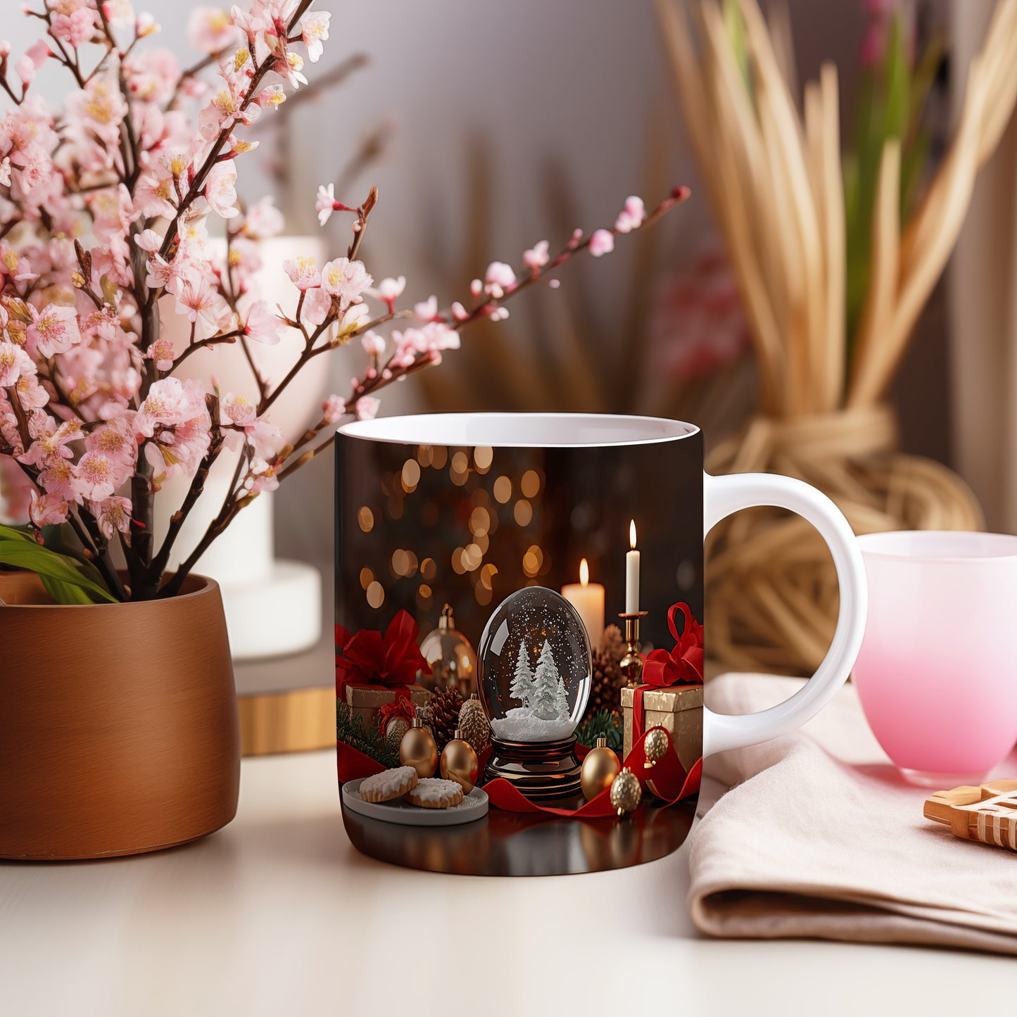 Hrnek s vánočním motivem – kouzelná sněhová koule