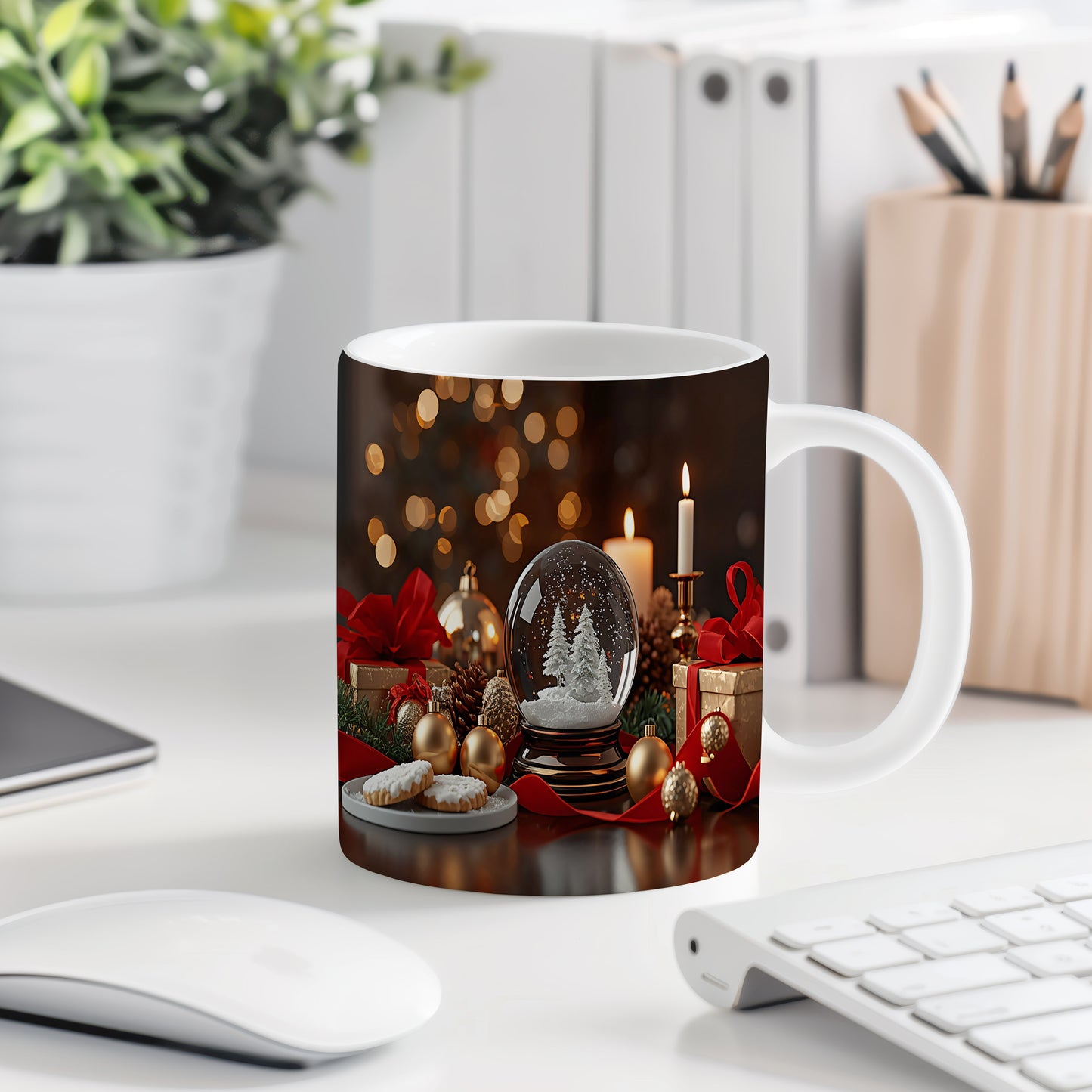 Hrnek s vánočním motivem – kouzelná sněhová koule