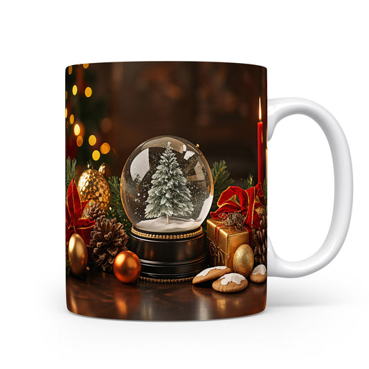 Hrnek se sněhovou koulí a jedličkou.