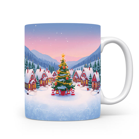 Hrnek s vánoční vesničkou.