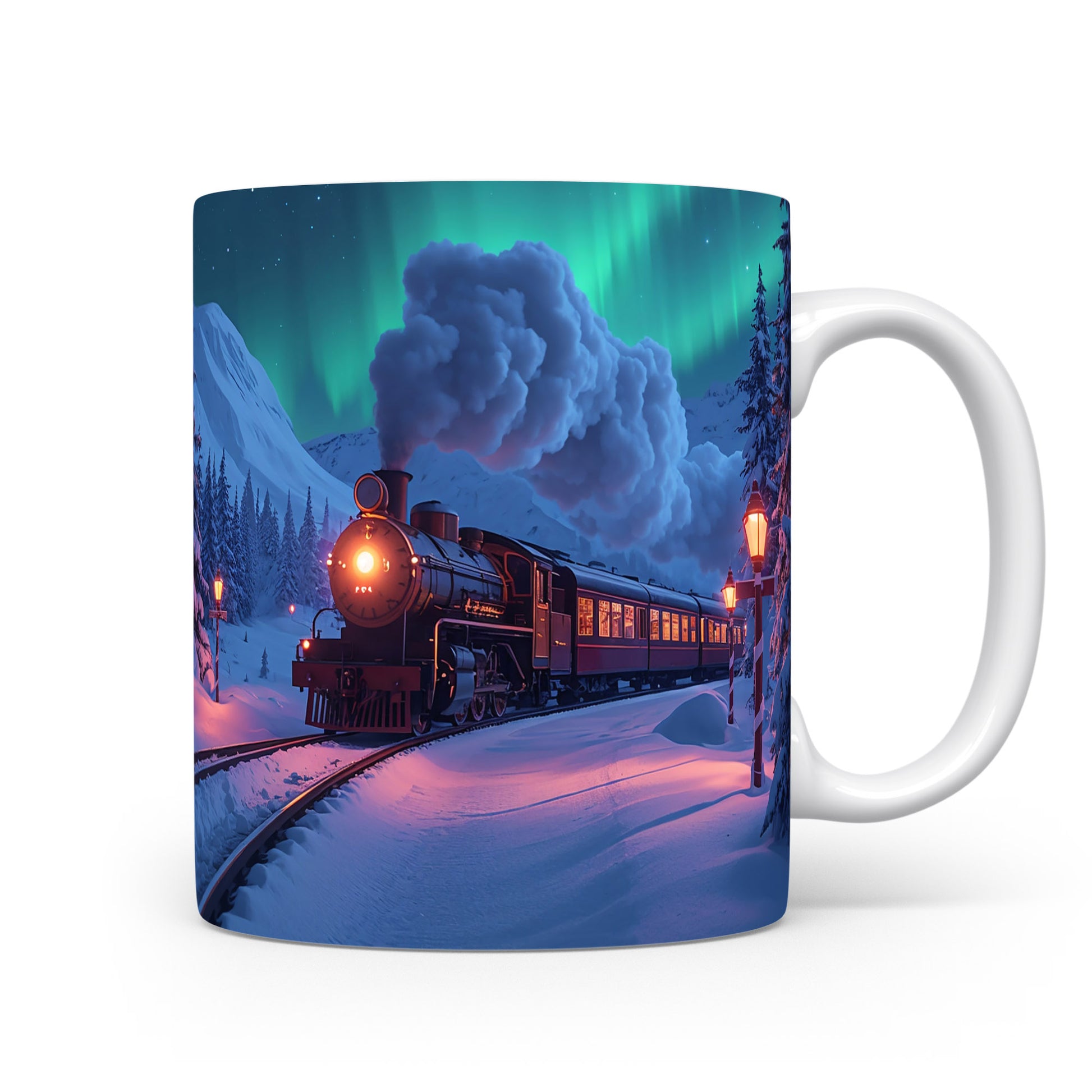Vánoční hrnek s nočním vlakem
