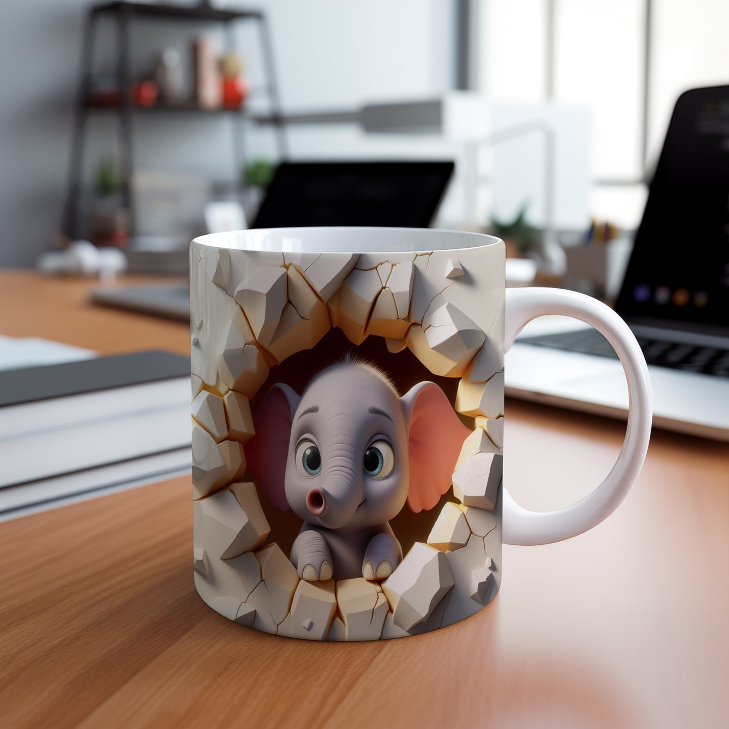 Hrnek s roztomilým slonem 3D efektem