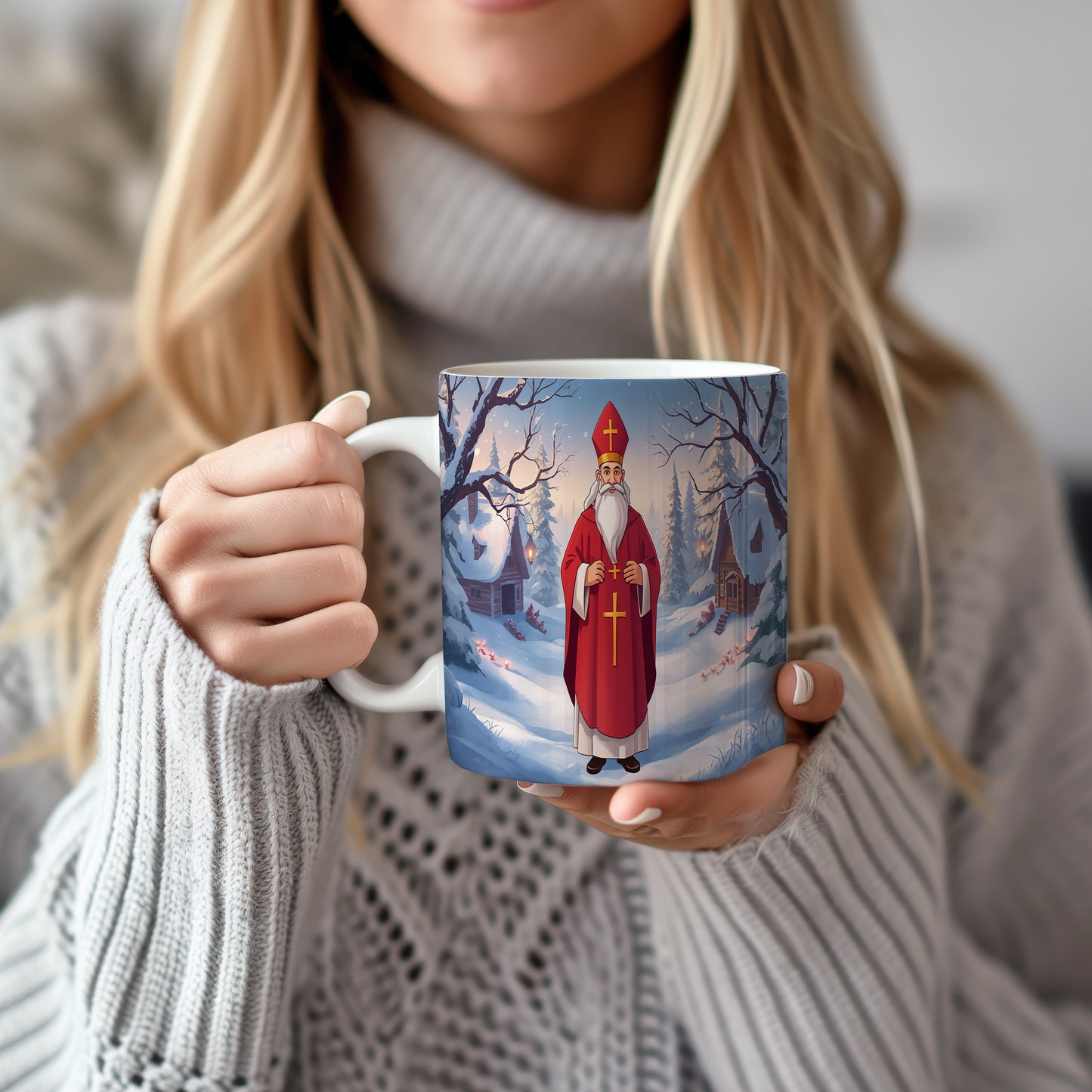 Hrnek s motivem Mikuláše – kouzelná zimní krajina