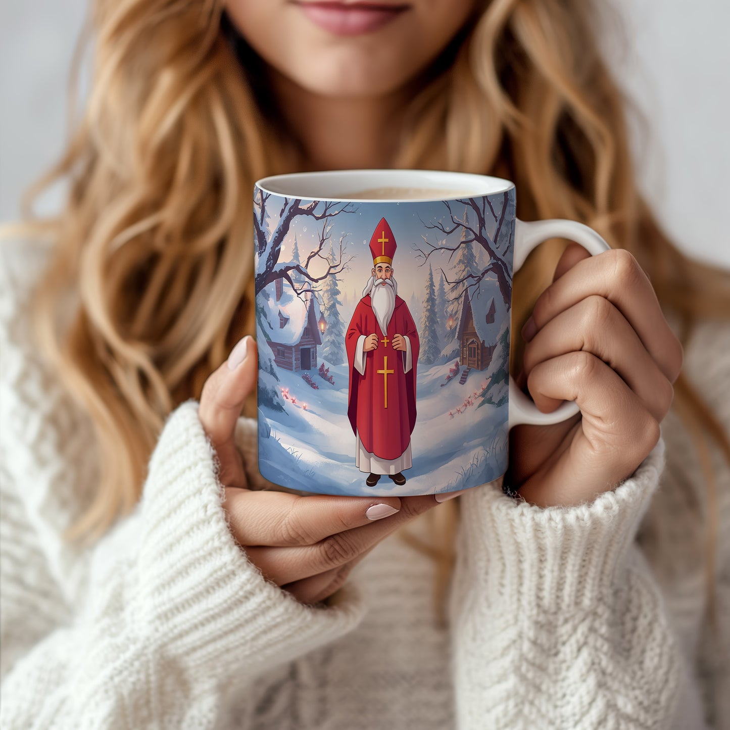 Hrnek s motivem Mikuláše – kouzelná zimní krajina