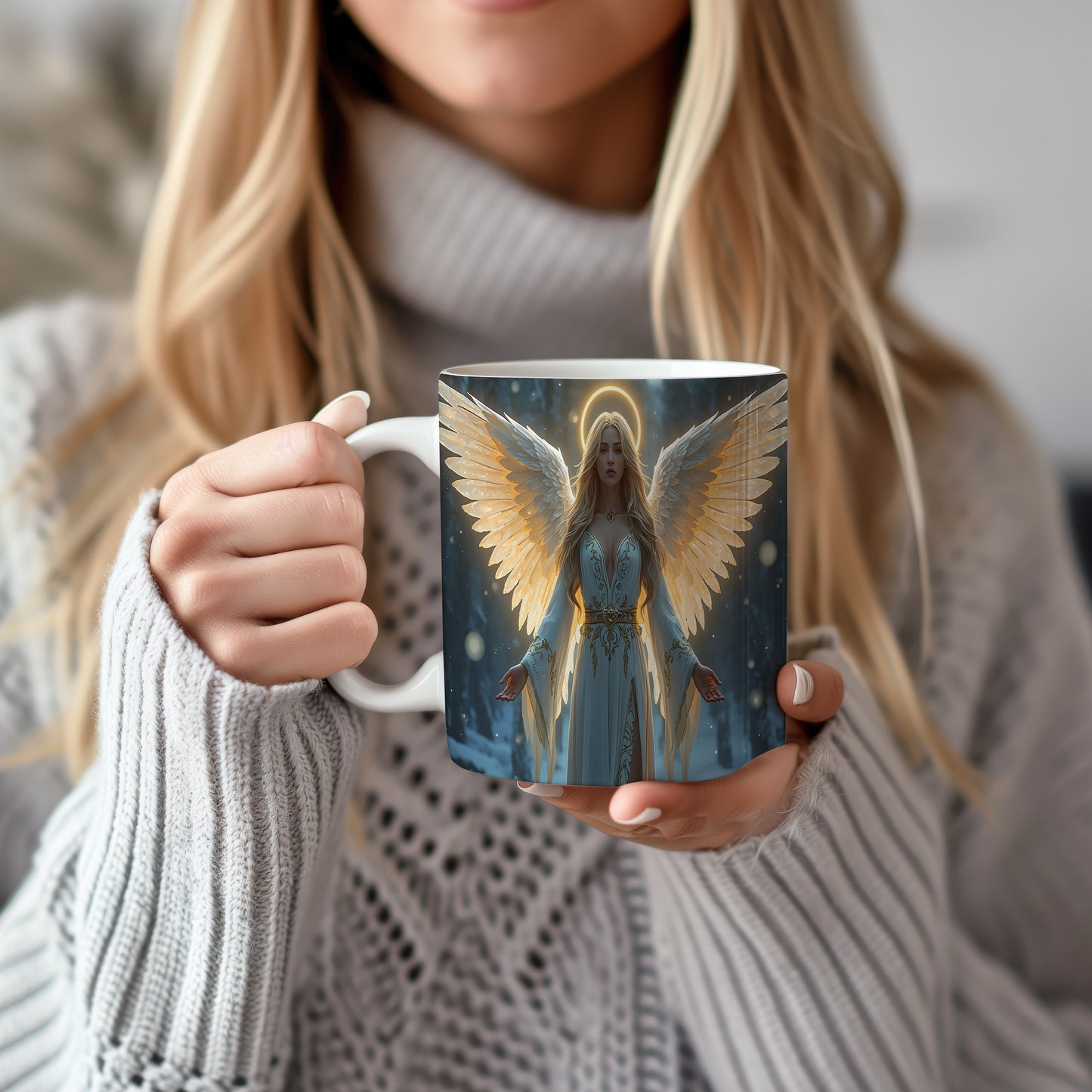 Hrnek s motivem anděla – Zářivá zimní noc