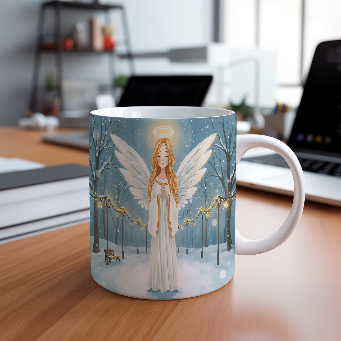 Hrnek s motivem anděla – zářící klid