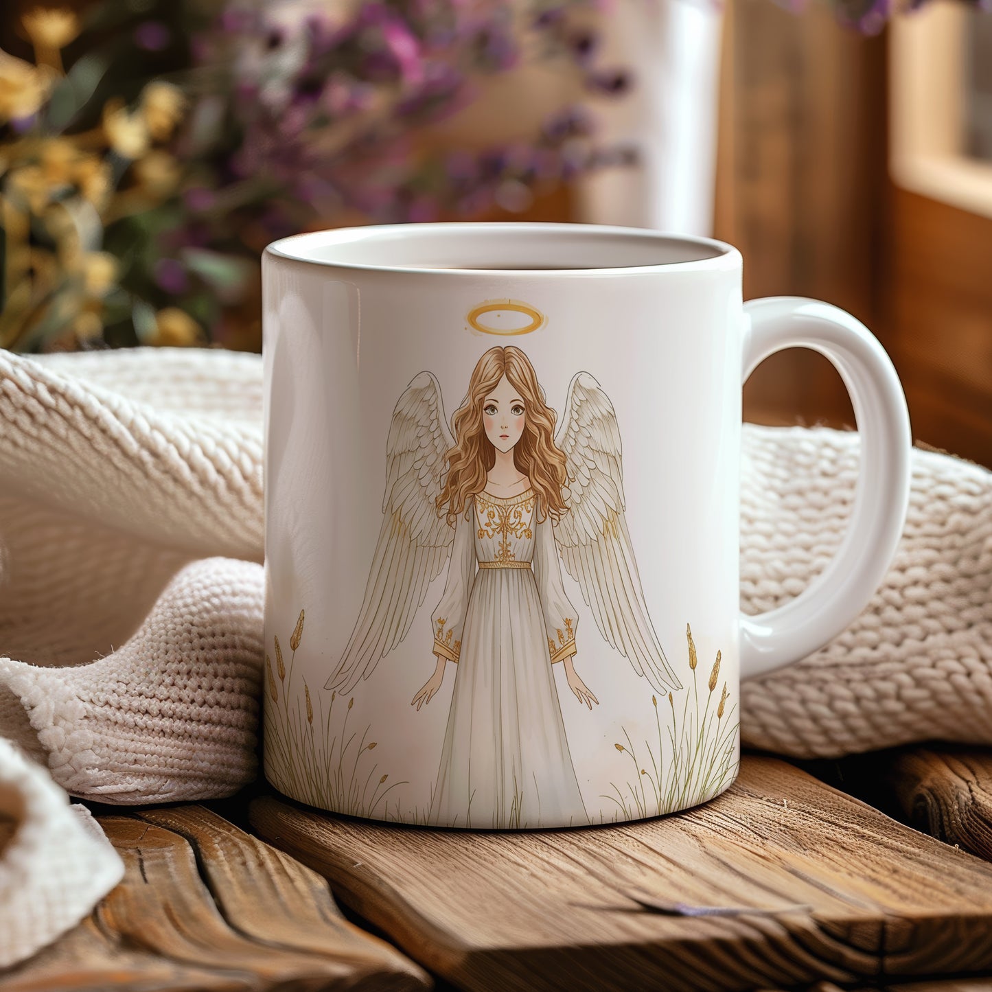 Hrnek s motivem anděla – Zimní nebeská harmonie