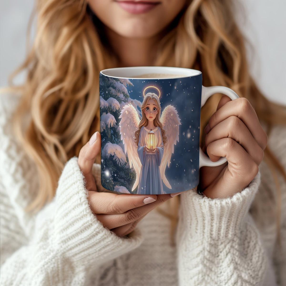 Hrnek s motivem anděla – kouzelná zimní noc