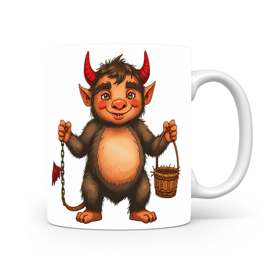 Hrnek s motivem roztomilého čerta s rohy a řetězem