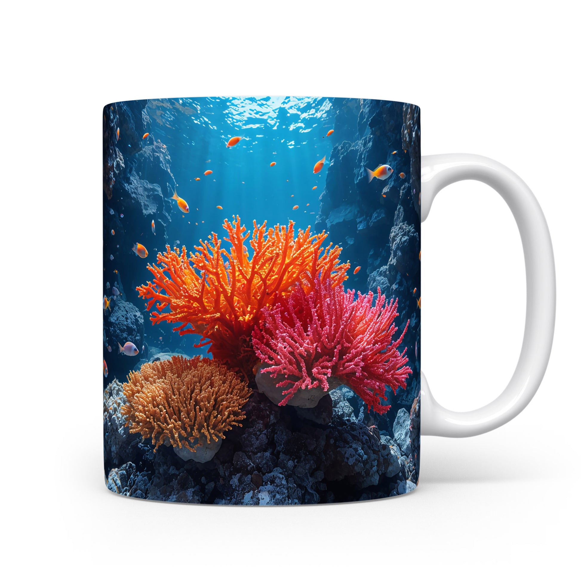 Korálový útes s barevnými rybkami v oceánu