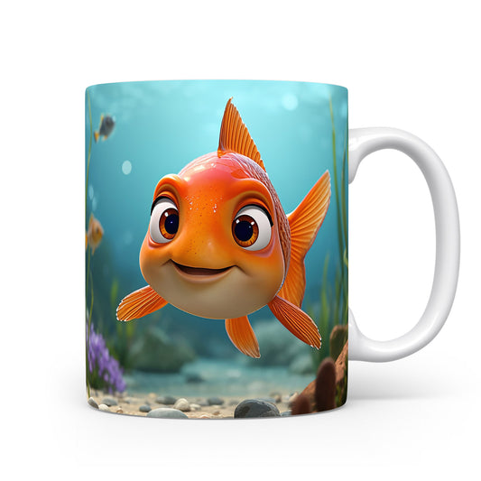 Zlatá rybka v tyrkysové vodě, bublinky