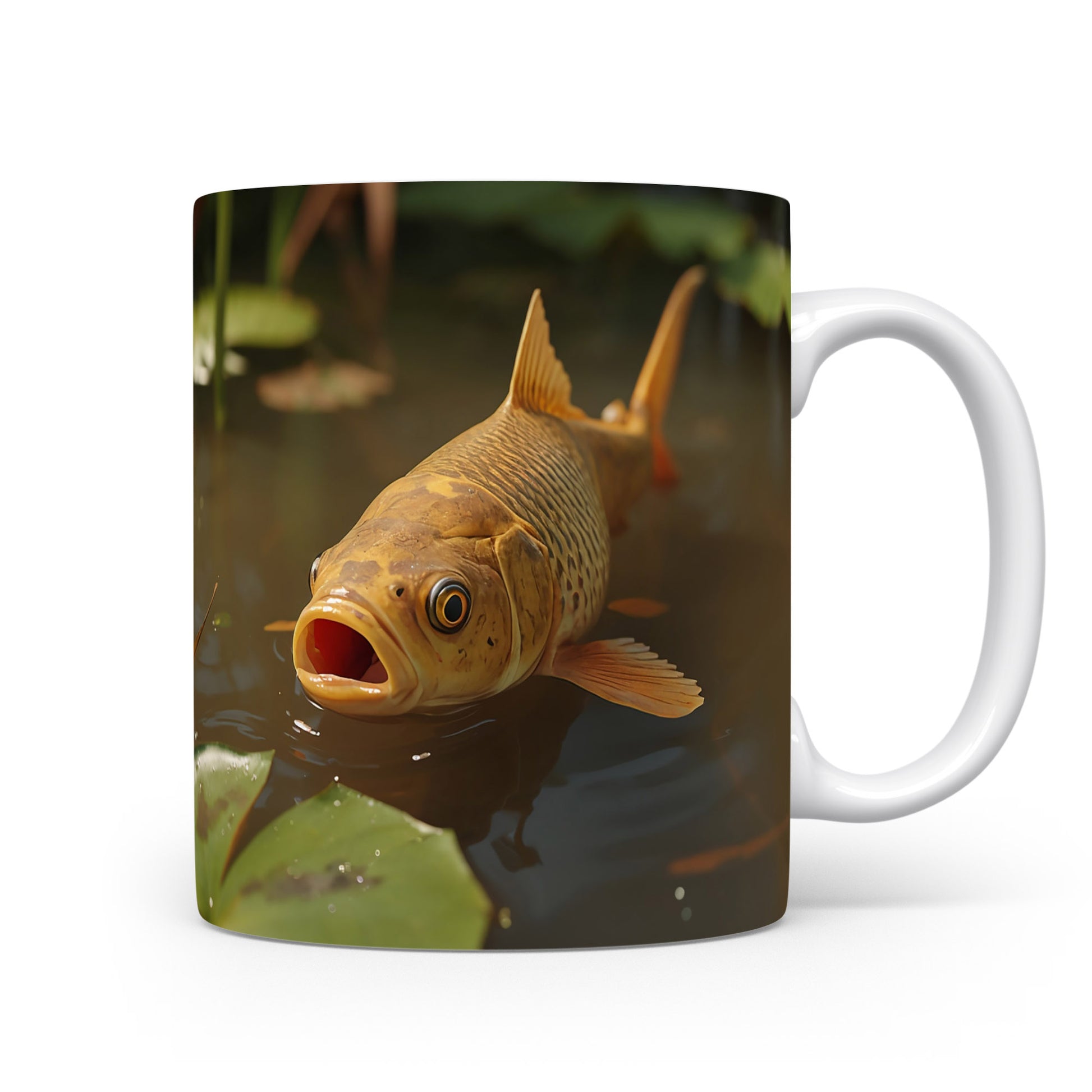 Zlatavý karas plující mezi vodními rostlinami