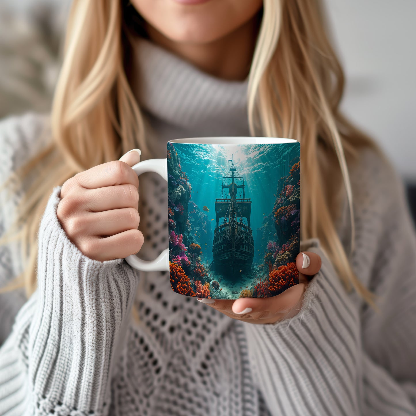 Hrnek s motivem z vodního světa – Tajemství potopené lodi